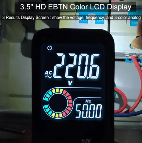 Multímetro digital LCD colorido alimentado por bateria: Uma ferramenta de medição tudo-em-um para eletricistas, com uma tela colorida de alta definição para exibição clara de dados, seleção automática inteligente de faixas, várias proteções, portabilidade e facilidade de uso.  É uma escolha precisa e conveniente para medições elétricas.