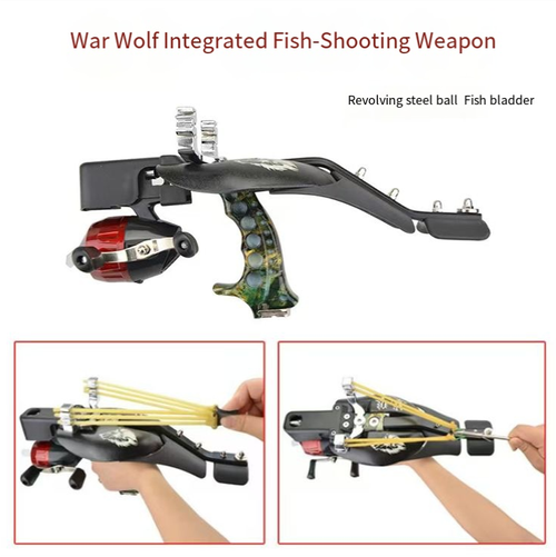 O arco de pesca integrado War Wolf combina um arco de pesca e um conjunto de arco e flecha.Ele é equipado com uma placa de proteção metálica e uma mira a laser, proporcionando uma empunhadura confortável e garantindo precisão e segurança.  Seu design de interruptor infravermelho é conveniente.  Combinado com as funções de arco e flecha, é adequado para vários cenários.  Também vem com bolas de aço giratórias e acessórios para dardos de peixe, tornando-o uma escolha ideal para pesca ao ar livre.