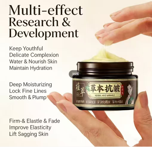 Plant Essence Anti-Aging Herbal Anti-Wrinkle Cream: Textura leve e não oleosa, hidrata sem ser pesado.  Ele ajuda a reduzir rugas, firmar o rosto, hidratar profundamente e aliviar a ansiedade do envelhecimento na pele madura.  É adequado para uso pela manhã e à noite.  Ele nutre suavemente e confere uma aparência suave e jovem.  É um produto antienvelhecimento fácil de usar.  Faça o pedido hoje e você receberá 6 frascos do Creme Anti-Envelhecimento Herbal Anti-Rugas Plant Essence.