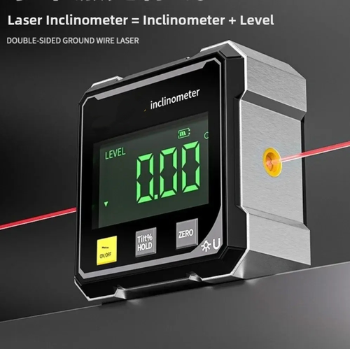 Instrumento de medição a laser duplo: Os lasers duplos fornecem o dobro da precisão.  Equipado com display LED claro, ele suporta várias medidas de unidade e pode lidar com condições complexas, como umidade.  Ele permite um alinhamento preciso em vários cenários, facilitando operações eficientes em áreas como construção e decoração.
