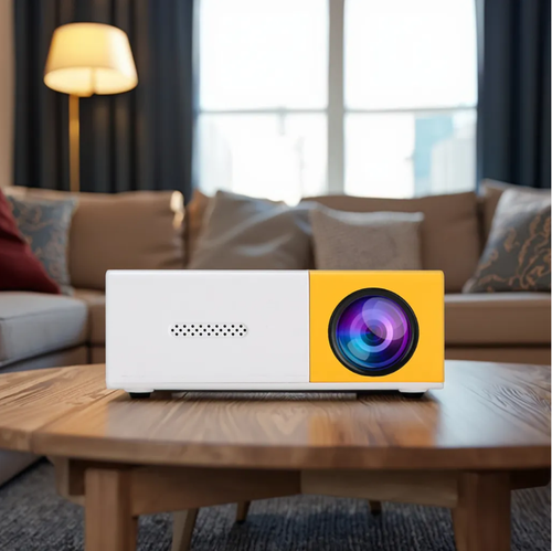 Este mini projetor inteligente é do tamanho de uma palma, mas vem com um sistema inteligente e qualidade de imagem de alta definição.  É elegante e portátil, pode ser segurado com uma mão e pode projetar uma tela grande de 152 polegadas em casa.  Ele também pode ser conectado a um banco de energia móvel para uso externo e pode lidar com apresentações de negócios sem problemas.  Ele permite que você desfrute de um banquete audiovisual em tela grande a qualquer hora e em qualquer lugar.