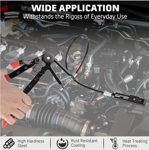 Este kit de 9 peças para braçadeiras de mangueira de veículo é essencial para reparos automotivos:  braçadeiras flexíveis de longa distância, etc.,Feito de aço com alto teor de carbono, é durável e possui cabo antiderrapante para facilitar o uso.  A caixa de armazenamento personalizada é fácil de organizar.  Quando proprietários de carros ou técnicos de reparo automotivo fazem uso de veículos, a eficiência da desmontagem e montagem dos tubos é dobrada, tornando-o conveniente e profissional.