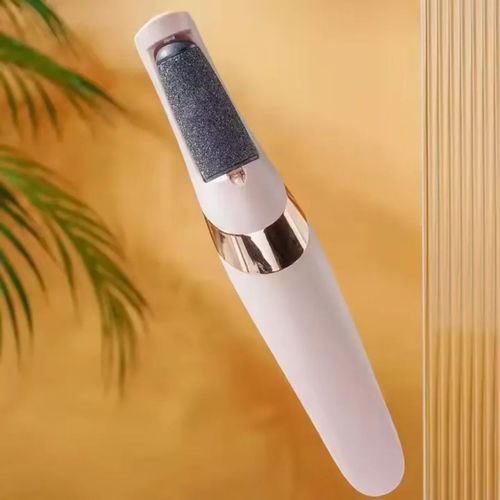 Esfregador elétrico em formato de caneta, corpo compacto em estilo de caneta, fácil de carregar. O cilindro de areia esfolia as células mortas do pé, e vem com tampa de proteção transparente. Inicia com um toque, e a cabeça de esfregamento é removível para facilitar a limpeza. Adequado para o tratamento físico de pele morta e áspera em pés secos, pode ser usado em casa ou fora. Evite áreas de pele ferida, destinado apenas ao cuidado básico diário dos pés.