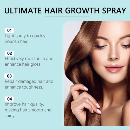 O spray para crescimento capilar contém café, minerais, vitaminas e aminoácidos.  Um spray leve pode nutrir profundamente os fios do cabelo – ele repara os danos causados por permanentes e colorações, reduz quebras, além de suavizar o frizz e dar brilho, deixando o cabelo forte e brilhante.  Tem uma textura refrescante e não oleosa, e é fácil de usar a qualquer momento com apenas um leve spray.  É portátil e não causa nenhum problema.