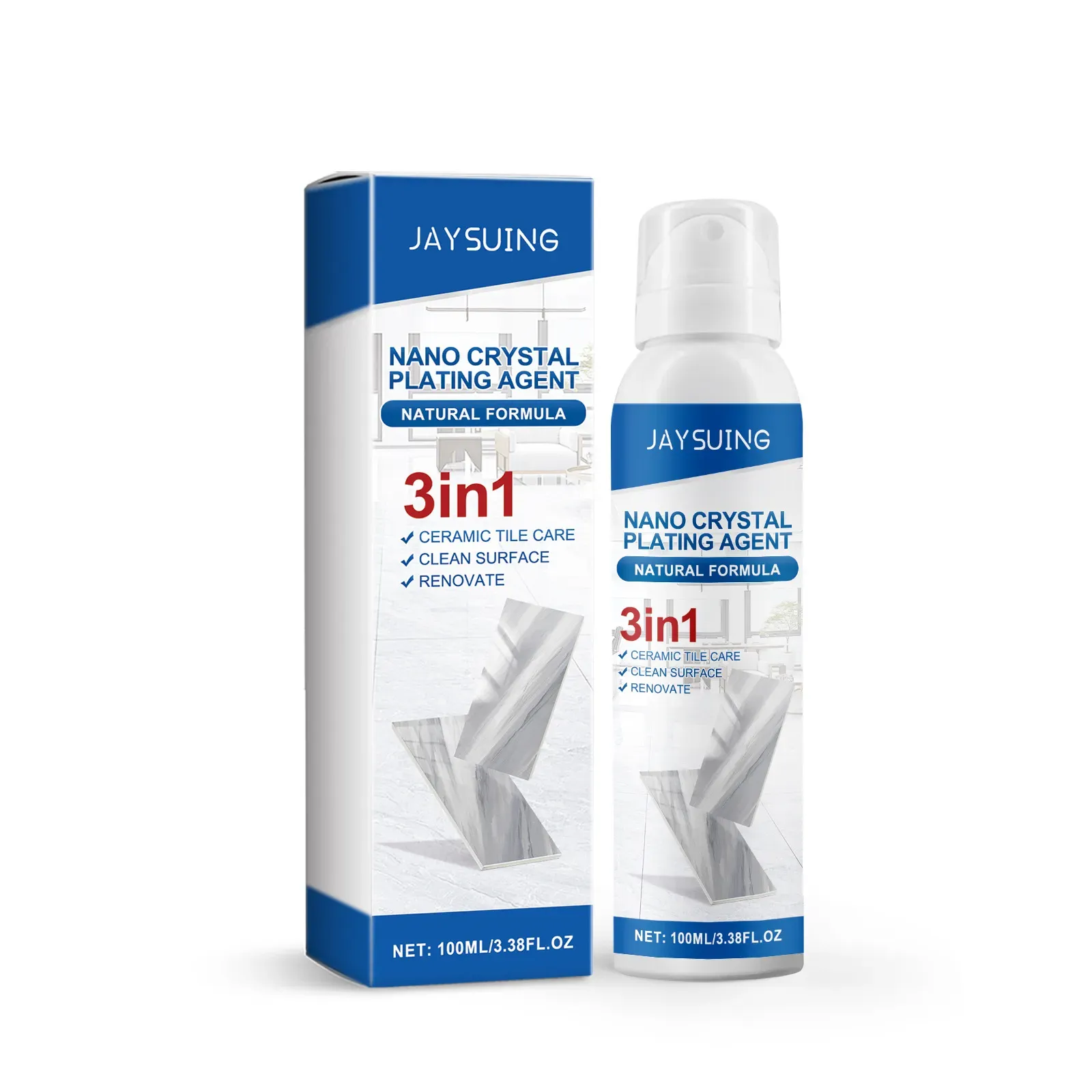 Spray de cristal com revestimento nano, 1 spray e 1 lenço para aplicar uma película protetora em azulejos, pedras e madeira: anti-manchas, anti-danos, dobro do brilho, seca em 3 minutos, simples de usar e sem cheiro.  Peça hoje e compre 2 frascos, cobrindo o cuidado domiciliar por meio ano.  Os materiais da cozinha e da sala podem ser renovados, gastar um centavo para abastecer de energia dupla e criar facilmente um brilho digno de decoração!