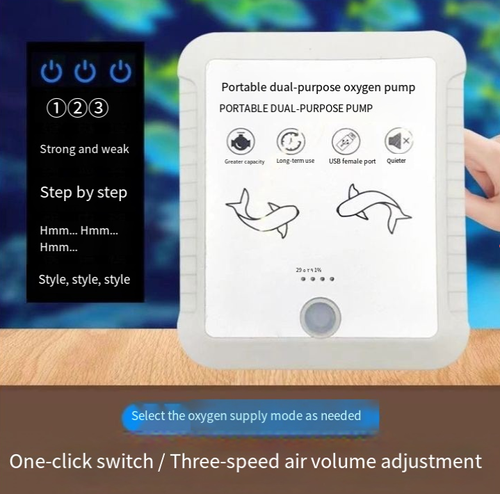 Bomba de reforço de suprimento de oxigênio de quatro furos, simultaneamente fornecendo oxigênio para quatro buracos, cobrindo vários grupos de peixes.   Bateria de lítio de grande capacidade e longa duração, três taxas de fluxo de oxigênio ajustáveis, baixo ruído e portátil.  Vem com quatro tubos de oxigênio com cabo Tipo-C.  Adequado para piscicultura doméstica, pesca ao ar livre e quedas de energia de emergência.  É uma escolha ideal para o fornecimento de oxigênio em múltiplos cenários.