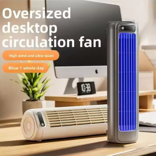 Um ventilador circular de mesa de carregamento montado na parede. Quando colocado na vertical, não ocupa espaço.  Quando pendurado, pode promover a circulação de ar por toda a casa.  A bateria de carregamento tem uma longa duração de alimentação.  O motor sem escovas fornece um fluxo de ar circular suave, com velocidade do vento ajustável em vários níveis.  O design simples é versátil e adequado para todas as ocasiões, criando um pequeno espaço legal em sua área de trabalho e em toda a sua casa.