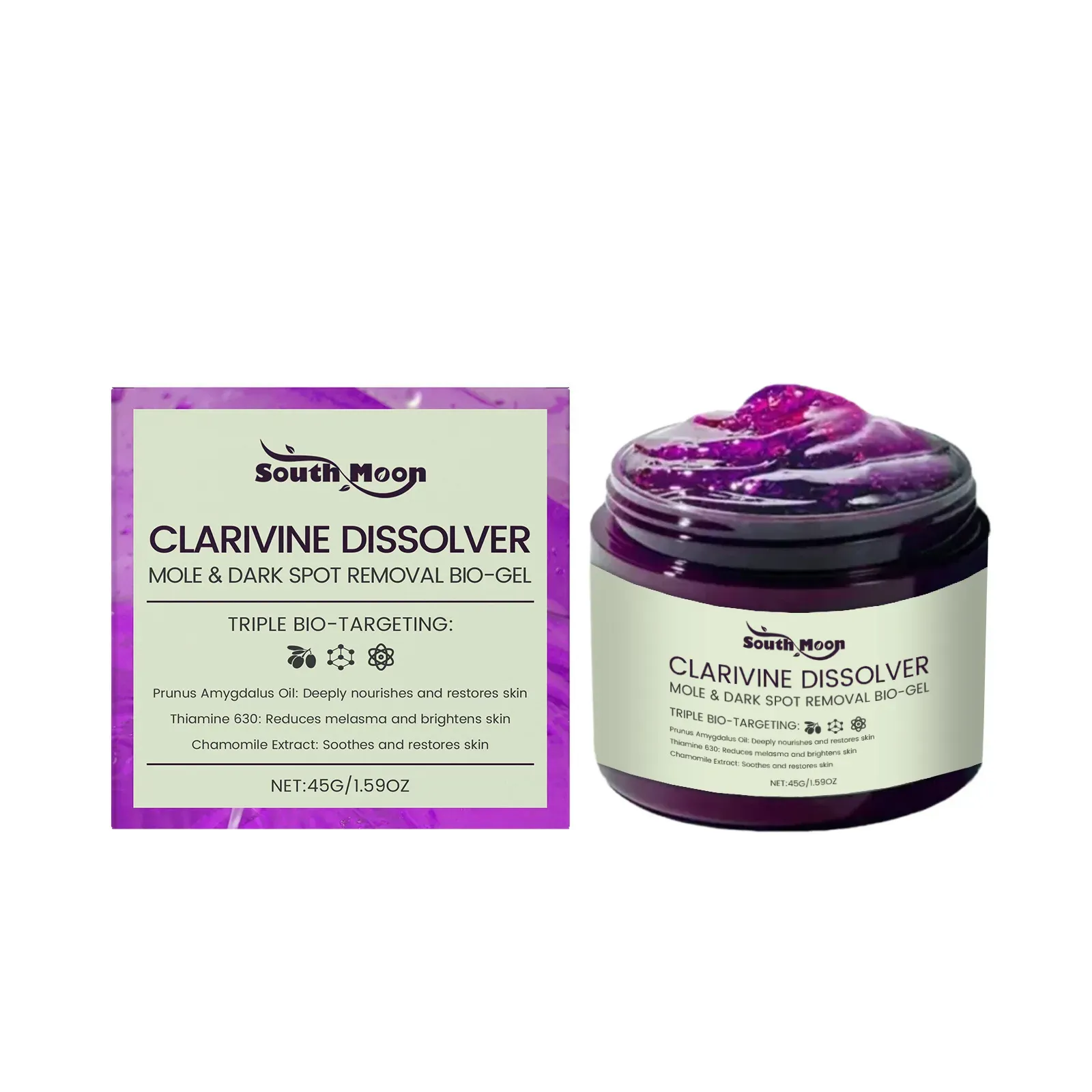 Faça o pedido hoje e você receberá 2 frascos do gel hidratante para remoção de verrugas e para o corpo calmante.  Este é um curso de tratamento.  Você verá o efeito depois de usá-lo.  É composto por óleo de amêndoas, ácido hialurônico e camomila, com múltiplas funções.  A textura é leve e fácil de usar.  É refrescante e não oleosa.  É fácil de limpar e não dá pressão.  A especificação de 45 gramas ajuda a deixar a pele lisa e brilhante.