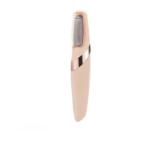 Esfregador elétrico em formato de caneta, corpo compacto em estilo de caneta, fácil de carregar. O cilindro de areia esfolia as células mortas do pé, e vem com tampa de proteção transparente. Inicia com um toque, e a cabeça de esfregamento é removível para facilitar a limpeza. Adequado para o tratamento físico de pele morta e áspera em pés secos, pode ser usado em casa ou fora. Evite áreas de pele ferida, destinado apenas ao cuidado básico diário dos pés.