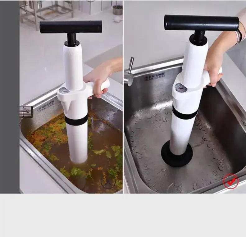 Limpeza de vasos sanitários com tubo de enxágue e limpeza integrados. Gera instantaneamente um fluxo de ar de alta pressão de 0,4MPa, desentupindo rapidamente vários cenários, como vasos sanitários, piazzas e ralos de chão. Fácil de operar, com um tanque de ar espessado e durável. Um item essencial para emergências de tubos domésticos. Faça você mesmo para economizar dinheiro e esforço e diga adeus aos problemas de entupimento.