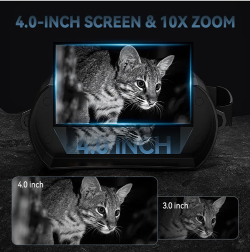 Este dispositivo de visão noturna digital HD possui infravermelho de 5W, ajuste de 7 níveis, alcance de visão noturna de 800 metros, tela grande de 4,0 polegadas + zoom de 10x, suporta tirar fotos e gravar vídeos e possui modos diurno e noturno.  É adequado para exploração ao ar livre, monitoramento de segurança, observação natural, etc., e é sua ferramenta ocular de alta definição para capturar momentos maravilhosos dia e noite.