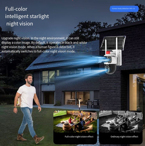 Preocupado com a segurança da sua casa, empresa ou quinta? Esta câmara de vigilância com lente tripla e energia solar é uma verdadeira inovação. Funciona todo o ano sem fios, mesmo em dias chuvosos e nublados, evitando falhas de energia e frustrações! Três lentes de alta definição oferecem uma visão panorâmica de 360°, penetrando cantos, ângulos mortos e áreas escondidas.