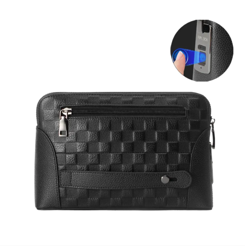 Bolsa de mão masculina com bloqueio por impressão digital e anti-roubo inteligente. Desbloqueio biométrico em 1 segundo, reconhece apenas o dono. Carrega uma vez e pode ser usada por 30 dias. Tecido resistente à água é durável. Múltiplos compartimentos para guardar telefones, carteiras, etc. Correia elástica no pulso evita a perda. Adequado para o trajeto do trabalho, viagens de negócios e passeios diários. Seguro, portátil e extremamente prático.