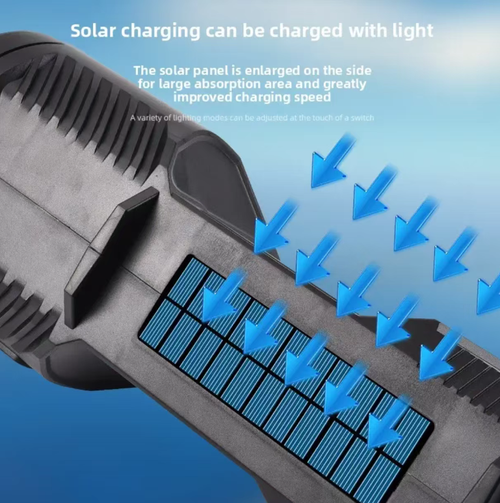 Refletor portátil de alta intensidade ao ar livre movido a energia solar.  Ele fornece iluminação de luz forte.  Equipado com um painel solar e uma interface Type-C, também possui uma função de carregamento de emergência.  Resistente a quedas e antiderrapante.  O nível da bateria é claramente visível.  É o guardião brilhante para exploração ao ar livre e resgate de emergência.
