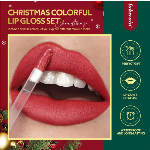 Gloss labial mate velvet matte.  Faça o pedido hoje e você receberá um conjunto de 6 tubos.  O próprio tubo é a edição limitada de Natal que acerta no lugar para as meninas. ele naturalmente tem um efeito chamativo.  A fórmula de veludo se transforma em uma textura semelhante a uma névoa na aplicação, fazendo com que os lábios fiquem leves e sem esforço.  Não causa ressecamento nem rachaduras, e pode cobrir completamente os lábios profundos sem deixar resíduos.  O tempo de uso é de 4 horas.
