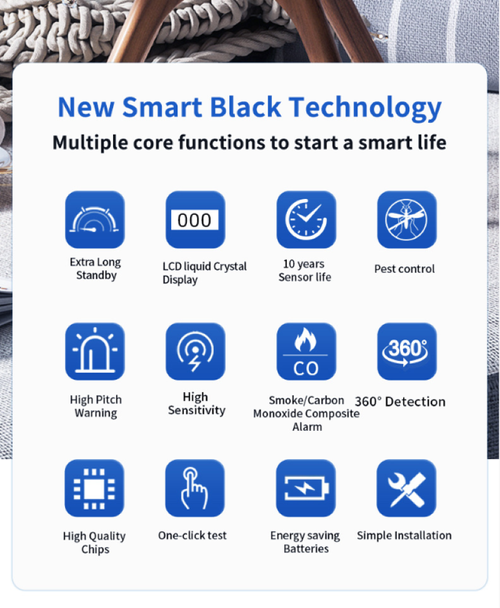 O alarme de monóxido de carbono é o guardião invisível da segurança doméstica.  Ele pode detectar com precisão diferentes concentrações de CO, fornecer display digital em tempo real e alarme de efeito duplo (som e luz) e tem uma vida útil extremamente longa da bateria.  É fácil de instalar e pode alertar prontamente sobre perigos potenciais, como vazamento de gás e combustão incompleta de carvão, construindo assim uma barreira de segurança para a vida e a saúde dos membros da família.