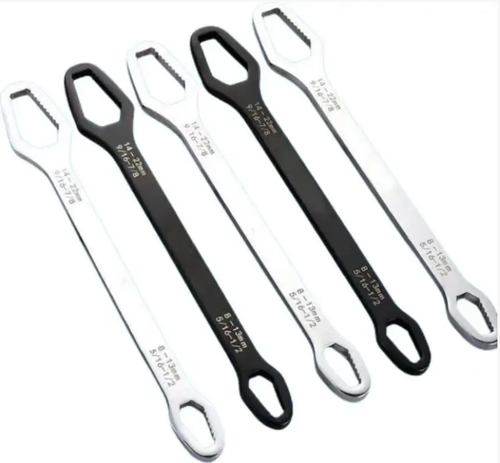 Faça o pedido hoje e você receberá 5 chaves multifuncionais autotravantes Plum blossom de 3,5 polegadas de espessura, com comprimento e 8-24mm,  O formato do dente autotravante é compatível com múltiplas especificações, e pode-se manusear até dez de uma vez.  Pode ser usado em espaços estreitos, é econômico em energia e resistente ao desgaste, adequado para uso doméstico, reparo de veículos e atividades ao ar livre.  É um ajudante prático que economiza custos com ferramentas.