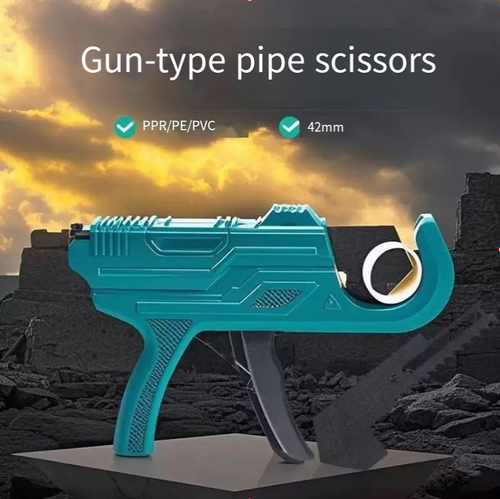 This gun-style pipe cutter features a gun-like design for easy grip and enables quick cutting of PPR.PE.PVC pipes with a diameter of ≤ 42mm, resulting in smooth cuts. It has an automatic locking mechanism and a material storage function for leftover materials. The black-edge SK5 steel blade is durable and is an efficient cutting tool for plumbing installation and home decoration repairs.