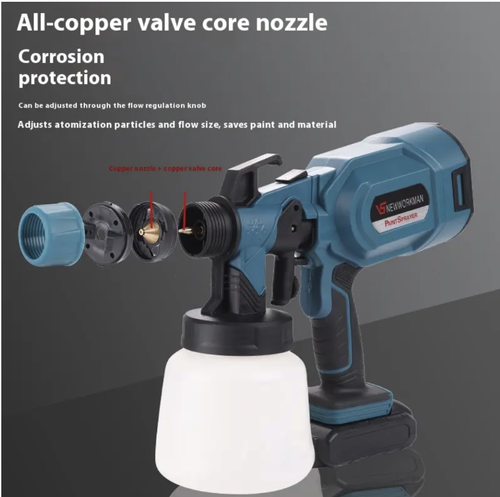 Uma carga e uma carga de pistola de pintura elétrica sem fio, fácil de se livrar das amarras, uma carga pode atender às necessidades de pulverização múltipla, tornando a pulverização simples e eficiente ~ mova-se como quiser ao pulverizar, completamente livre de restrições de cabos, e o carregamento é super rápido, nunca mais precisa se preocupar com a resistência, eficiência de pulverização puxa diretamente ~