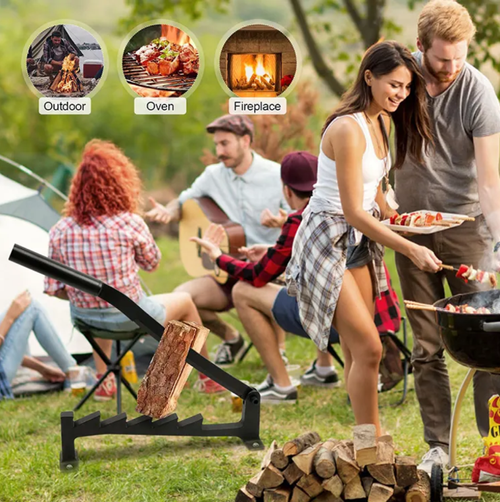 Divisor manual de lenha, uma ferramenta que economiza mão de obra para preparar lenha.  Alavanca + alavanca ajustável.  Basta pressionar para partir a madeira, 80% mais eficiente que um martelo.  Slot + trava para rebote antiderrapante.  Adequado tanto para iniciantes quanto para especialistas.  Metal reforçado, durável e resistente.  Dobrável e montado na parede, portátil e não ocupa espaço.  Transforme a divisão de madeira de uma tarefa cansativa em uma fácil.