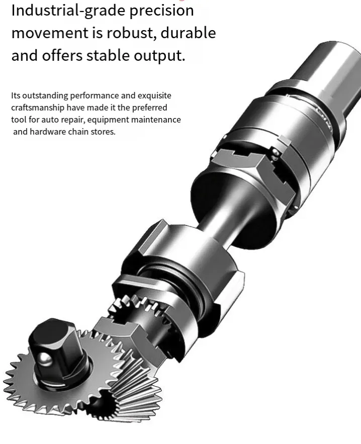 Chave de catraca estendida: Uma ferramenta poderosa para manutenção, forjada com precisão e durável.  Ele suporta os modos manual e elétrico.  O design estendido de nível industrial é adequado para espaços estreitos.  Com um interruptor de avanço e retrocesso de um clique, é uma escolha eficiente e sem esforço para reparo de automóveis e manutenção industrial.