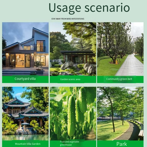 Repelador de pássaros por voz movido a energia solar, o agente inteligente de proteção de culturas, estroboscópico laser de 360°, bateria de duração solar + interruptor automático com sensor de luz, repulsão de aves em 360° sem pontos cegos, instalação fácil, mantendo aves afastadas e garantindo uma colheita segura e abundante para as plantações.  É um grande auxilio para os agricultores na proteção de suas plantações!