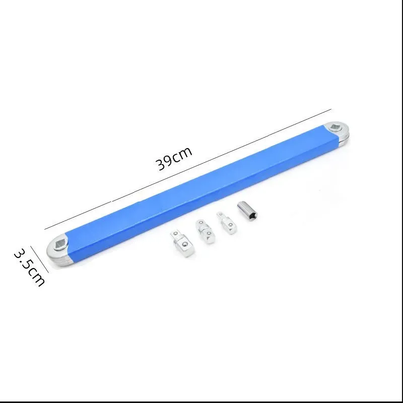 Esta chave de extensão de catraca é uma potência de eficiência!  A haste de extensão de 39cm é dobrável e compatível com 4 tipos de conectores para vários cenários.  A parte estreita pode ser operada rapidamente com a catraca, e a alavanca antiderrapante é estável.  Quando dobrado, não ocupa muito espaço, e você pode facilmente carregá-lo na sua caixa de ferramentas e usá-lo tanto em reparos domésticos quanto externos.  É leve e altamente eficiente!