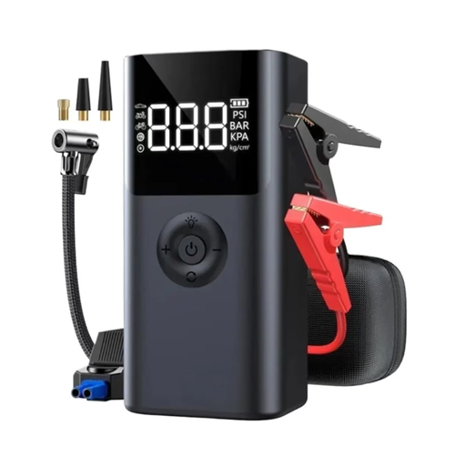 Este dispositivo de emergência veicular tudo-em-um integra funções como ligar (ligar um veículo de 12V), inflar (com 150 PSI e monitoramento da pressão dos pneus), iluminação, monitoramento da pressão dos pneus e um banco de energia de 10000mAh.  Possui design de segurança de nível militar, portabilidade e facilidade de operação.  É um companheiro de viagem essencial para os proprietários de automóveis lidarem com emergências como bateria fraca, pneu furado e falta de energia.