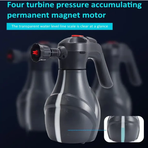 Boas notícias para os entusiastas de lava-rápido!  Este pulverizador elétrico possui um motor de quatro turbinas que pulveriza espuma densa.  Ele tem uma grande capacidade de 2L para lavar veículos inteiros.A linha transparente do nível da água é transparente.  A empunhadura é confortável e não causa fadiga das mãos.  Pode ser carregado uma vez e usado dez vezes.  É adequado para lavagem de carros, regar flores e limpar janelas.  Até iniciantes podem alcançar resultados profissionais com ela.