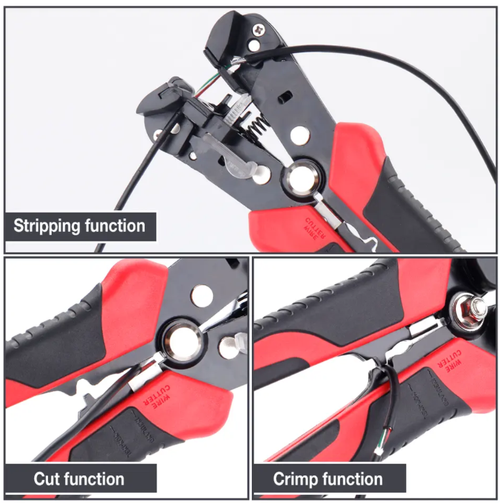 Este descascador de fios automático 3 em 1 combina funções automáticas de decapagem de fios, prensagem de fios e corte de fios.  É compatível com várias especificações de fio.  A cabeça da braçadeira é durável e afiada, e a alça ergonômica é antiderrapante e isolada.  É uma ferramenta de fiação eficiente para eletricistas e entusiastas de eletrônicos.