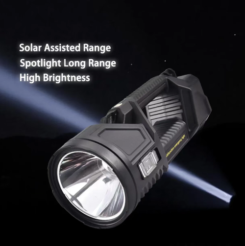 Refletor portátil de alta intensidade ao ar livre movido a energia solar.  Ele fornece iluminação de luz forte.  Equipado com um painel solar e uma interface Type-C, também possui uma função de carregamento de emergência.  Resistente a quedas e antiderrapante.  O nível da bateria é claramente visível.  É o guardião brilhante para exploração ao ar livre e resgate de emergência.