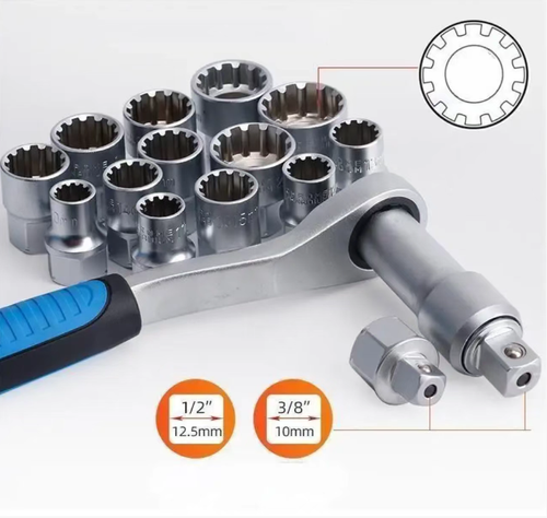 Este conjunto de mangas de catraca de 17 peças com furo atravessado apresenta um design de eixo de furo atravessante,capaz de lidar com deslizamento e parafusos irregulares.A catraca dupla de 72 dentes é altamente eficiente e fácil de usar.  O material de aço cromo-vanádio é durável e resistente.  As especificações são completas e adequadas para diversos cenários.  Quando combinado com uma caixa de ferramentas portátil, ele se torna um excelente assistente para reparos e manutenção automotivos.