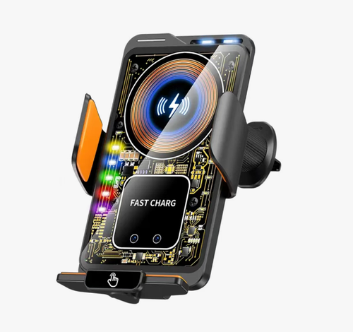 Suporte de carregamento sem fio para carros com carga rápida de 66W: Abertura e fechamento inteligente do sensor, braço de liga leve + almofada de silicone para proteção estável e resistente a riscos.  Cabeça esférica universal de 360° compatível com múltiplas saídas de ar de veículos, compatível com protocolos de carregamento rápido de várias marcas e pode fornecer carregamento rápido em baixas temperaturas sem danificar a bateria. estável mesmo em estradas esburacadas.