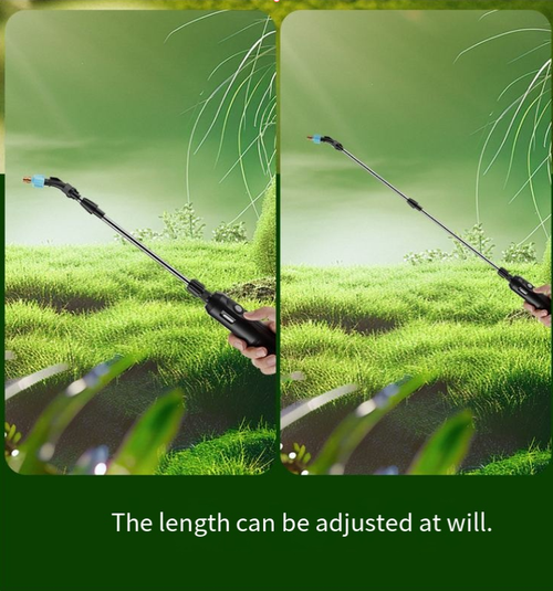 Pulverizador de pulverização de alta pressão com bateria de lítio 6L.  O tanque de água de grande capacidade reduz o reabastecimento.  Pulverização automática acionada por bateria de lítio de 3,7 V.  Com pressão suficiente e fluxo de pulverização uniforme.  O poste longo pode ser ajustado livremente em comprimento.  É fácil de operar em níveis altos e baixos.  É um ajudante eficiente e sem esforço para rega de jardinagem, pulverização de árvores frutíferas e desinfecção ambiental.