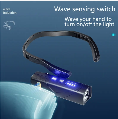 Farol lateral de 55g, leve como um fone de ouvido, não pesado na cabeça.  De lado, portátil, podem ser encaixados na aba de um chapéu para compatibilidade entre múltiplos cenários.  Com interruptor de controle por gestos para operação em modo mãos-livres.  LED de alto brilho + display de nível de bateria.  Liberte suas mãos sem atrapalhar suas ações.  Equipamentos leves indispensáveis para entusiastas de atividades ao ar livre e trabalhadores noturnos.  Quando você usar, vai ficar viciado!