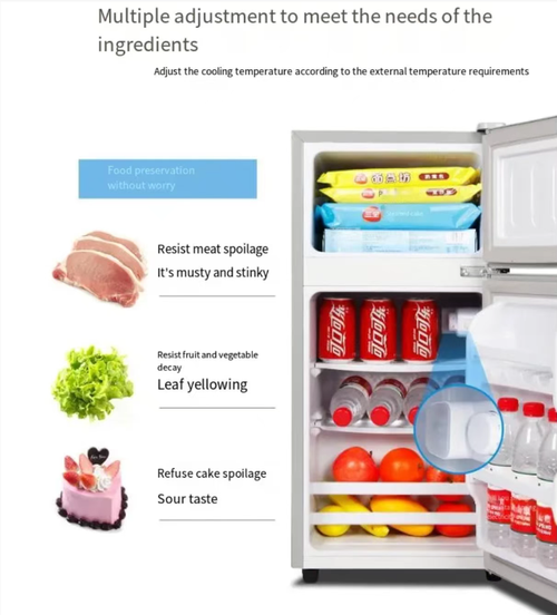 Esta geladeira doméstica de porta dupla adota a tecnologia de refrigeração a ar e sem geada,  Os ingredientes não vão ter odores mistos.  Possui eficiência energética de primeiro nível e economiza eletricidade.  Ele funciona silenciosamente, sem atrapalhar o sono.  O armazenamento compartimentado de portas duplas é projetado cientificamente.  O corpo compacto é adequado para apartamentos pequenos, tornando-o uma escolha ideal para armazenamento de alimentos frescos em espaços pequenos.