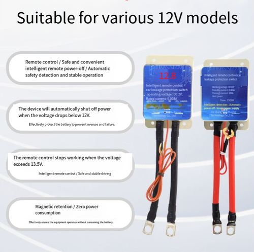 O controle remoto sem fio para o interruptor principal da bateria de energia do carro é o guardião de segurança de energia para veículos de 12V.  Ele pode cortar automaticamente a energia em caso de baixa tensão para evitar o esgotamento da bateria, suporta controle remoto sem fio e controle de aplicativo móvel, tem uma grande capacidade de carga de corrente e é à prova de vazamentos.  É fácil de instalar e é uma excelente ferramenta de gerenciamento de energia para carros.
