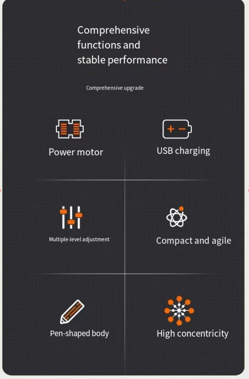 Retificadora elétrica multifuncional, extremamente prática!  Excelente para moer, polir, gravar, furar e cortar.  Ele pode lidar facilmente com várias tarefas manuais.  Compacto e fácil de operar, é uma excelente ferramenta para amadores e profissionais.  Segurá-lo em sua mão é como ter o poder de um criador.  É simplesmente incrível!