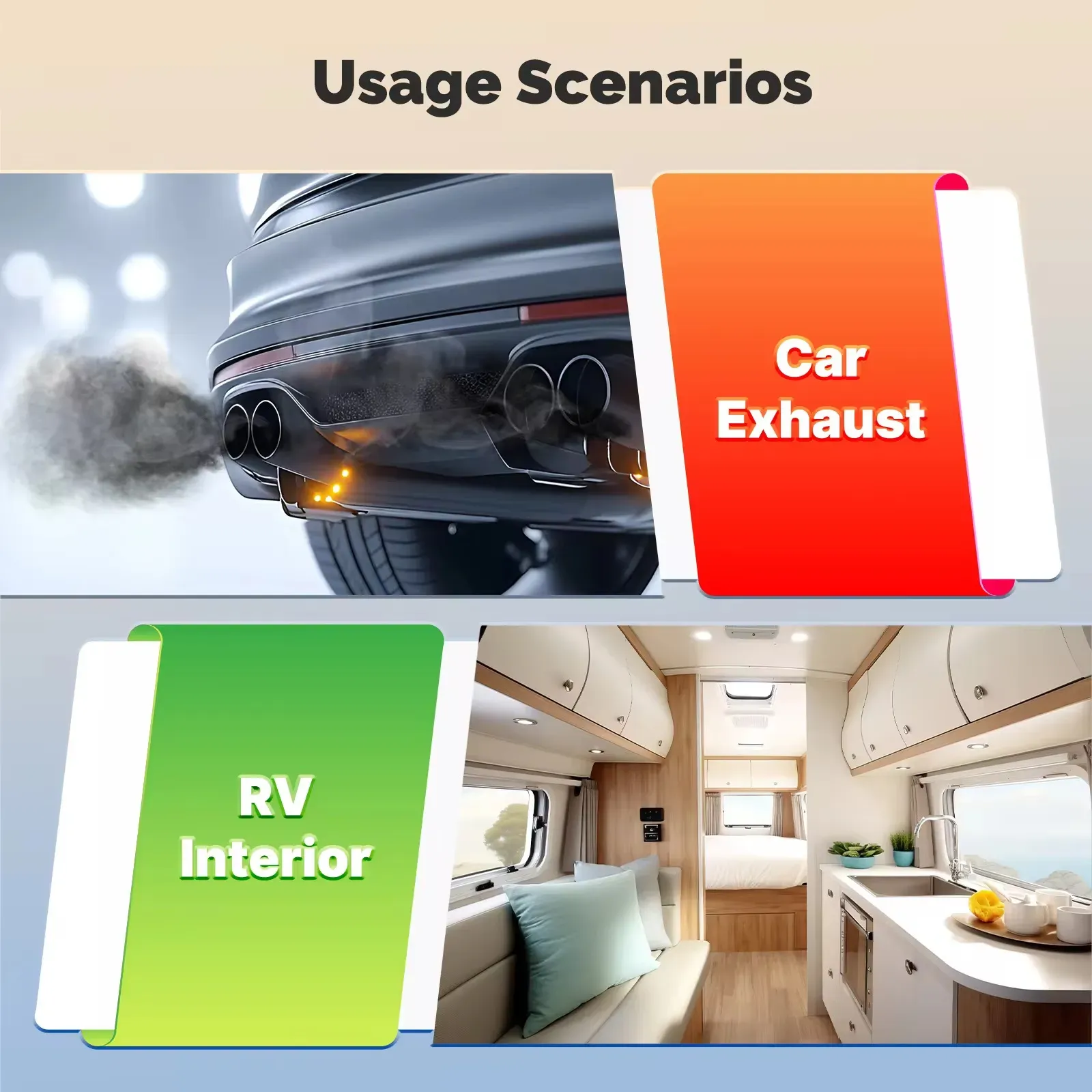 Este detector de monóxido de carbono possui um sensor altamente sensível para monitoramento preciso da concentração.  Possui uma tela grande de 2 polegadas com display de gradação de quatro cores e alarmes sonoros e visuais de quatro níveis para avisos oportunos.  É adequado para vários cenários, como casas, veículos e trailers.  A operação é simples e ajuda você a construir uma linha de defesa sólida para sua vida e segurança de saúde.
