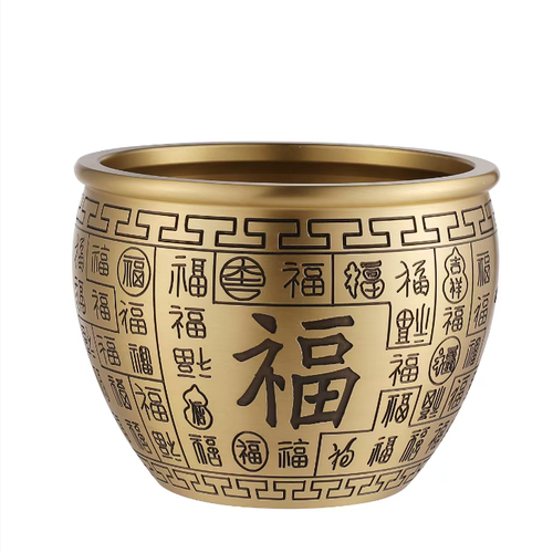 A urna da fortuna de oito lados, com o corpo de latão totalmente gravado com centenas de símbolos auspiciosos, está colocada na entrada e na sala de estar para atrair a fortuna e proteger a casa.  Compre e ganhe um presente das moedas dos Cinco Imperadores + pequenas bolas de ouro.  A urna está cheia de símbolos auspiciosos, prática e capaz de armazenamento.  Traz boa sorte para uso pessoal, é agradável de presentear e é adequado para dias de mudança e festivais.