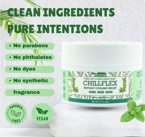O Creme Refrescante Vegetal CHILLFLEX, com uma fórmula à base de plantas,proporciona refrescamento instantâneo e alívio revigorante.Adequado tanto para rejuvenescimento pós-treino quanto para relaxamento diário.Faça o pedido hoje e receba 4 garrafas de presente.  Use de manhã e à noite.Este produto alivia efetivamente a dor nas articulações e músculos,restaura flexibilidade, conforto e vitalidade.  Faça a compra agora e deixe o poder das ervas se tornar sua estação de recarga para corpo e mente!