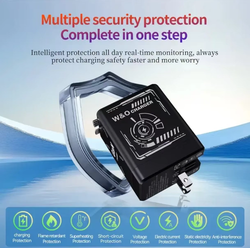 Este carregador GaN de 120W conta com tecnologia de ponta GaN, proporcionando carregamento rápido sem superaquecimento.  Ele pode carregar totalmente até 60% em 15 minutos para a Huawei e 30 minutos para a Apple.  Ele vem com um cabo extensível de 80CM que elimina a necessidade de um cabo de energia separado.  Ele oferece carregamento inteligente e 8 camadas de proteção, garantindo segurança e conveniência.  É adequado para deslocamentos e viagens de negócios, entre outros cenários.