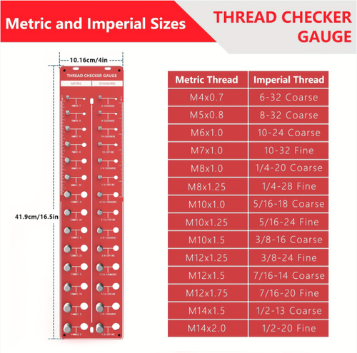 O Thread Measurer, uma ferramenta de eficiência de classificação para hardware,   Uma vez que um parafuso, porca ou parafuso é inserido, ele pode determinar imediatamente a especificação.  Até iniciantes conseguem igualar em apenas um segundo.  Os sulcos são claramente marcados e fáceis de operar, adequados para reparos automotivos, decoração e cenários de bricolagem.  Ele permite uma classificação rápida de hardware bagunçado, tornando o trabalho mais eficiente.
