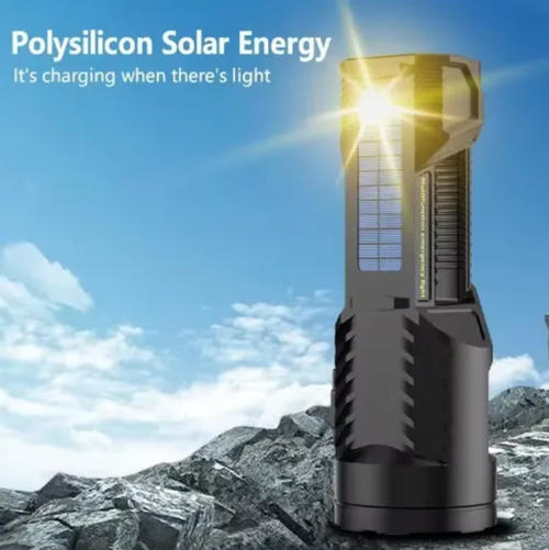 Refletor portátil de alta intensidade ao ar livre movido a energia solar.  Ele fornece iluminação de luz forte.  Equipado com um painel solar e uma interface Type-C, também possui uma função de carregamento de emergência.  Resistente a quedas e antiderrapante.  O nível da bateria é claramente visível.  É o guardião brilhante para exploração ao ar livre e resgate de emergência.