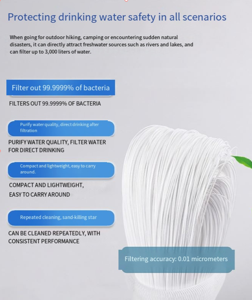 Purificador portátil da água da pena, o elemento de filtro da elevada precisão de 0, 01 mícrons remove as bactérias 99,999%, água do rio e do lago em linha reta para beber sem preocupações. O corpo da caneta de camuflagem é leve e portátil, a interface multifuncional adapta palha, garrafa de água, saco de água, pode limpar a vida do cartucho de filtro até 3000 litros, é a exploração ao ar livre, prevenção de desastres de emergência para beber guarda de segurança.
