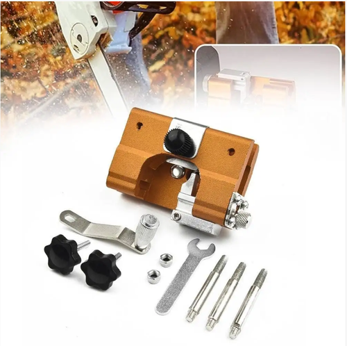 Esmerilhadora de corrente manual compatível com várias especificações de correntes de motosserra.  Uma vez fixada, a cabeça de moagem manual pode ranger os dentes da corrente, tornando correntes cegas afiadas instantaneamente. O corpo é pequeno e portátil.  A cabeça de desbarbagem é resistente ao desgaste e estável em seu posicionamento, o que pode proteger a corrente e prolongar sua vida útil.  É adequado para diversos cenários e pode economizar custos e melhorar a eficiência.