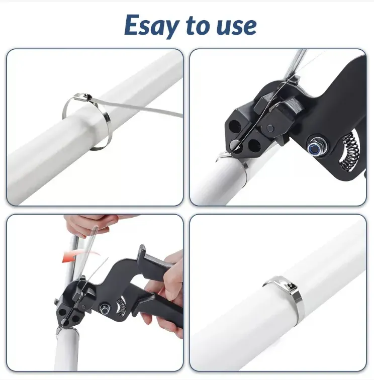 As braçadeiras de cabo de aço inoxidável, feitas de aço carbono, são afiadas e duráveis.  O design do punho com uma mão é fácil, tornando a operação conveniente.  O processo de aperto e corte é concluído em uma única etapa.  Eles são adequados para agrupamento de cabos em vários cenários, como energia, engenharia e uso doméstico, permitindo que você obtenha facilmente resultados de agrupamento profissionais.  É uma ferramenta prática para melhorar a eficiência.