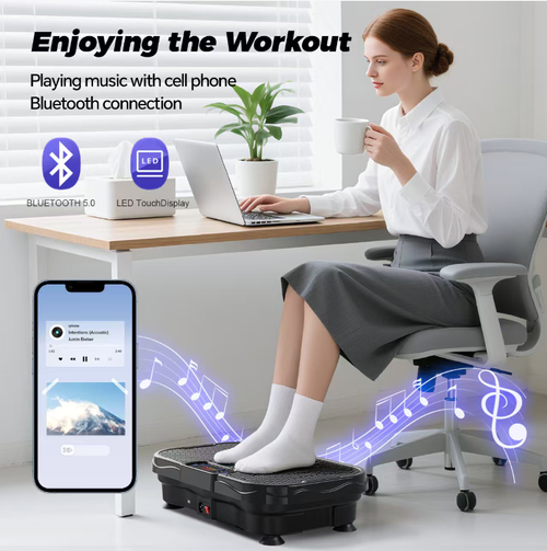 Quadra de vibração de fitness de 4 níveis, uma bênção para quem fica sentado por longos períodos.  O nível calmante alivia a cintura e as costas, o nível de fortalecimento molda o corpo, e o exercício com banda de resistência ajuda a treinar os ombros e braços.  É super silencioso e não incomoda os outros.  Assistir TV enquanto o usa pode ajudar você a relaxar e conseguir um formato corporal leve.  Dessa forma, você pode construir um ótimo físico no seu dia a dia!