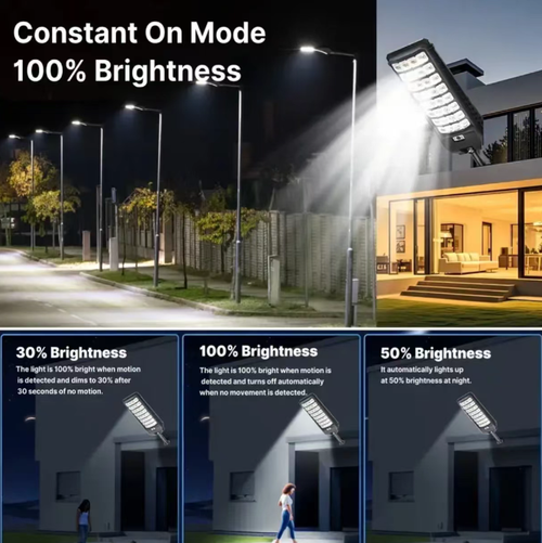 Este poste solar tudo-em-um é equipado com painéis solares policristalinos de alta eficiência, e pode ser totalmente carregado em apenas 6 horas.  Ele é equipado com tecnologia inteligente de radar para sensores do corpo humano, que o torna mais brilhante quando as pessoas estão presentes e escurece quando elas saem. Ele suporta controle remoto remoto para trocar de modo.  A estrutura impermeável integrada é durável e robusta, tornando-a uma escolha ideal para iluminação externa duradoura.
