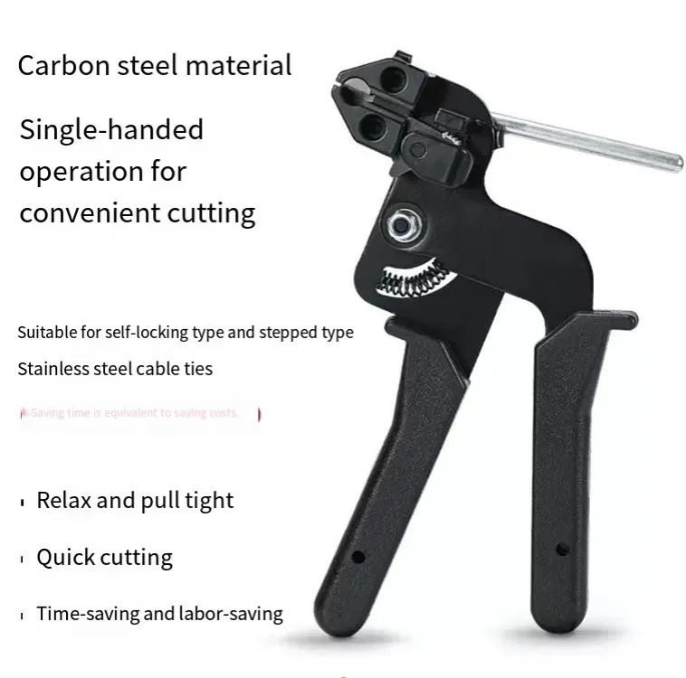As braçadeiras de cabo de aço inoxidável, feitas de aço carbono, são afiadas e duráveis.  O design do punho com uma mão é fácil, tornando a operação conveniente.  O processo de aperto e corte é concluído em uma única etapa.  Eles são adequados para agrupamento de cabos em vários cenários, como energia, engenharia e uso doméstico, permitindo que você obtenha facilmente resultados de agrupamento profissionais.  É uma ferramenta prática para melhorar a eficiência.
